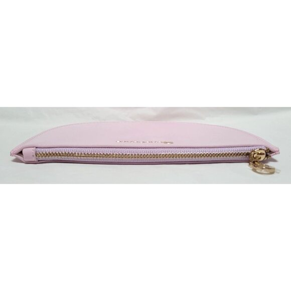 SeneGence Pink Stiff Faux Leather Half-Moon Zip Cosmetic Makeup Bag Pouch - Picture 4 of 7